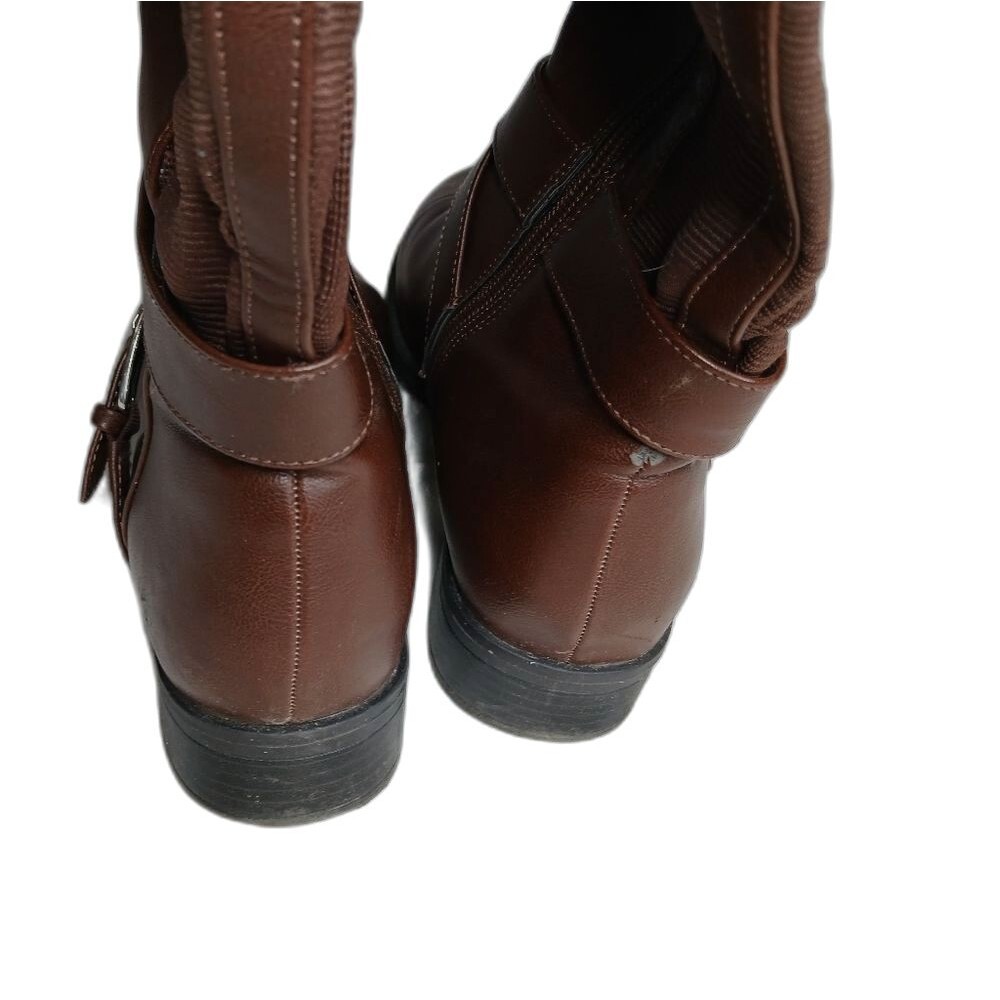 Torrid Knee Riding Boot Brown Buckle Wide Calf Size 7W - Picture 11 of 16